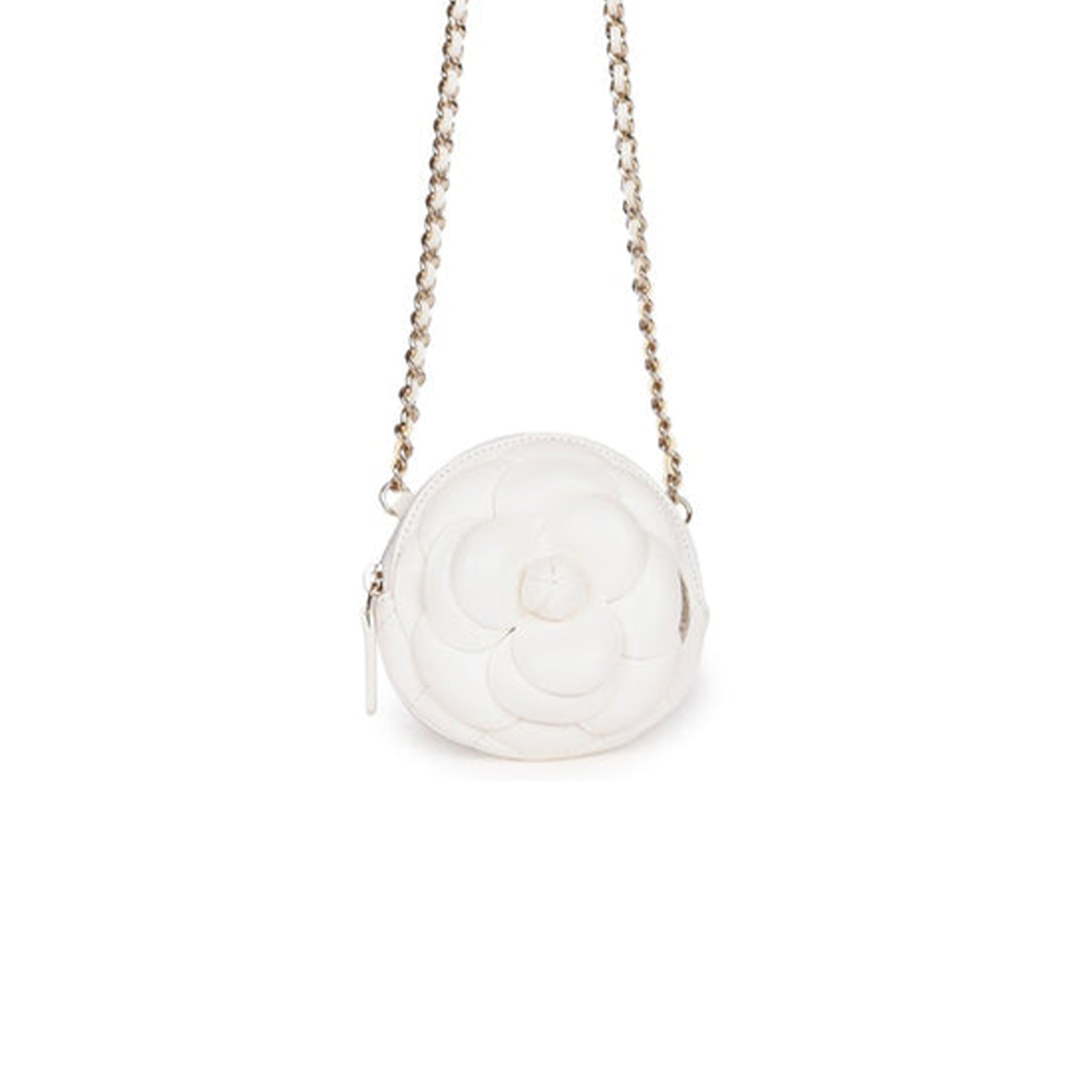 CHANEL CAMELLIA CLUTCH WITH CHAIN WHITE LAMBSKIN LIGHT GOLD HARDWARE (13*13*5cm) CHANEL CAMELLIA CLUTCH WITH CHAIN WHITE LAMBSKIN LIGHT GOLD HARDWARE (13*13*5cm)
